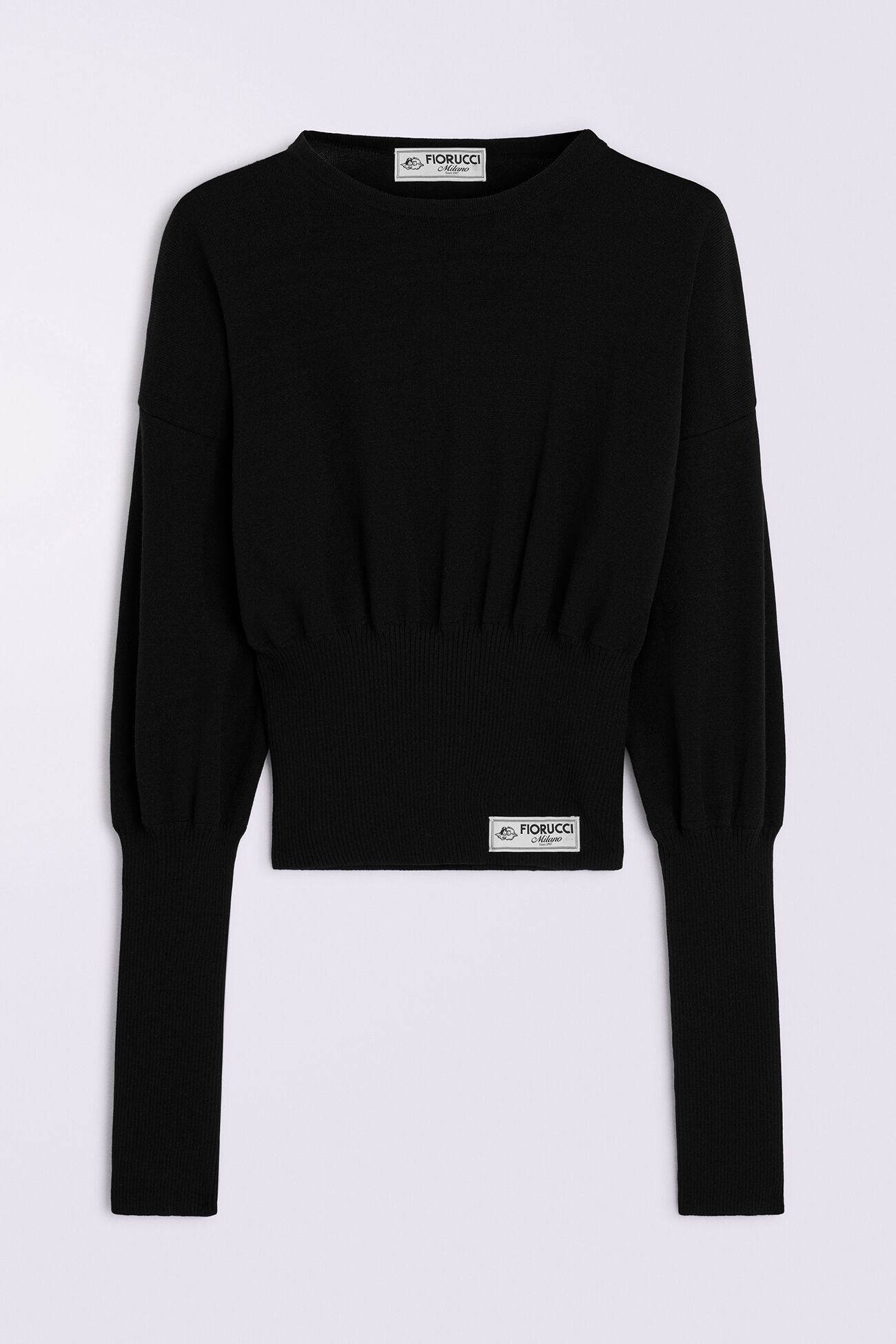 Puff Sleeves Knit Top Black